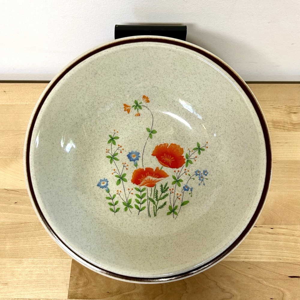 Vtg Haniwa Stone Maywood Serving Bowl Poppy Speckled Stoneware Japan 3401